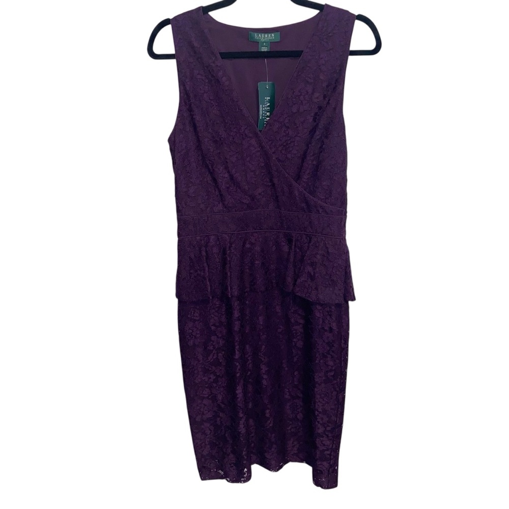 Lauren Ralph Lauren Dress Womens Size 6 Lace Peplum Whimsigoth Fairy Party New